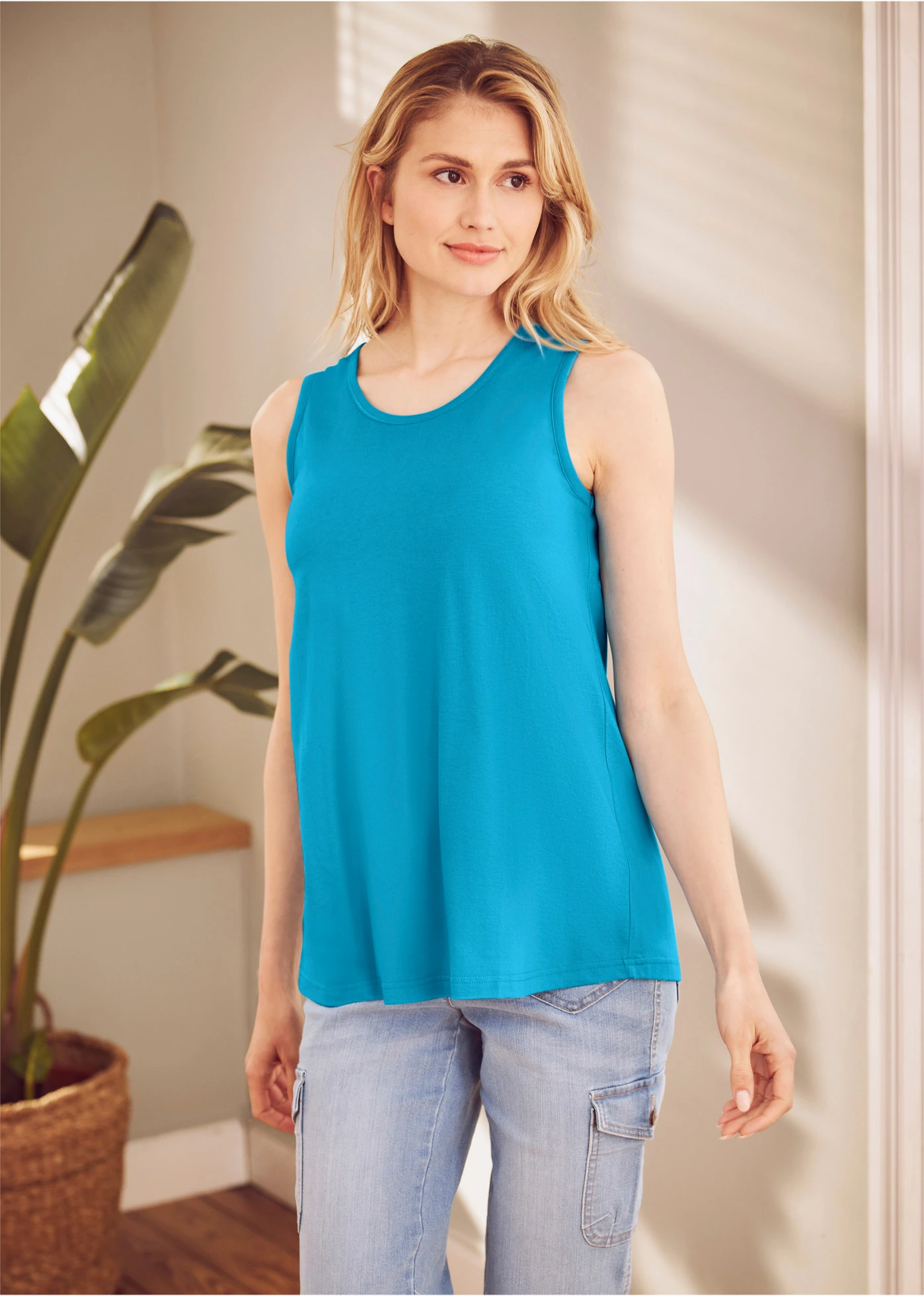 Longtop met ronde hals • middenturkoois • bonprix online shop