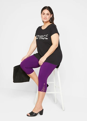 Longshirt in een viscosemix, Kleur: zwart-zilver met print