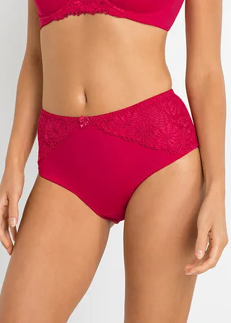 Maxislip met kant (set van 2), Kleur: granaatappel+antraciet