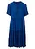 Knielange viscose crinkle jurk met strikkoordjes, Kleur: blauw