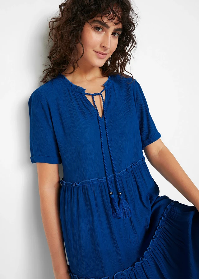 Robe en crépon de viscose, longueur genou, détail encolure • bleu arctique • product-page.page-title-suffix
