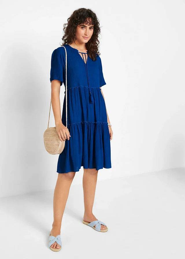 Robe en crépon de viscose, longueur genou, détail encolure • bleu arctique • product-page.page-title-suffix