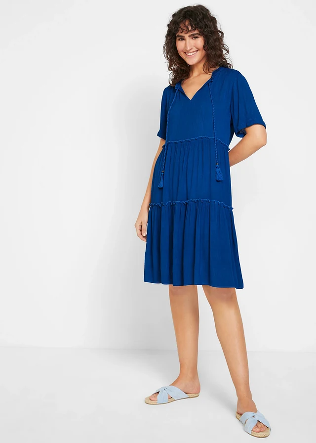 Robe en crépon de viscose, longueur genou, détail encolure • bleu arctique • product-page.page-title-suffix