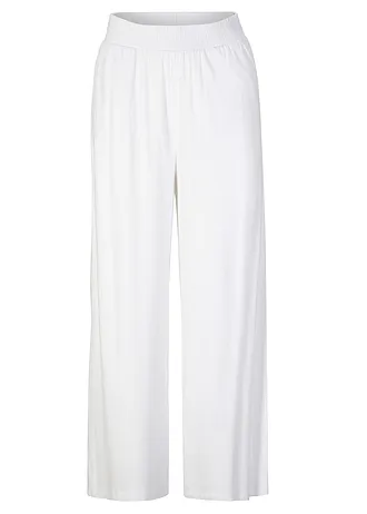 Pantalon fluide en jersey viscose, longueur 7/8 • blanc • Boutique bonprix