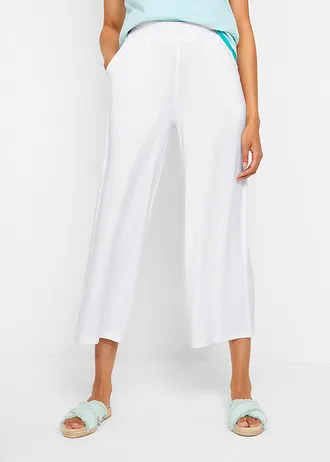 Pantalon fluide en jersey viscose, longueur 7/8, Couleur: blanc