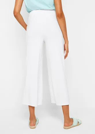 Pantalon fluide en jersey viscose, longueur 7/8, Couleur: blanc