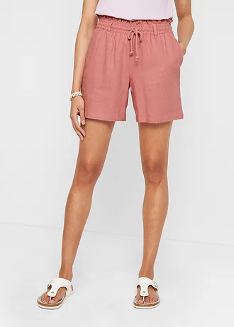 Paperbag short met linnen, Kleur: rookroze