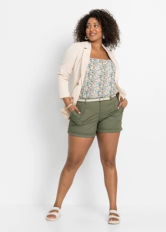 Short met riem, Kleur: olijfgroen