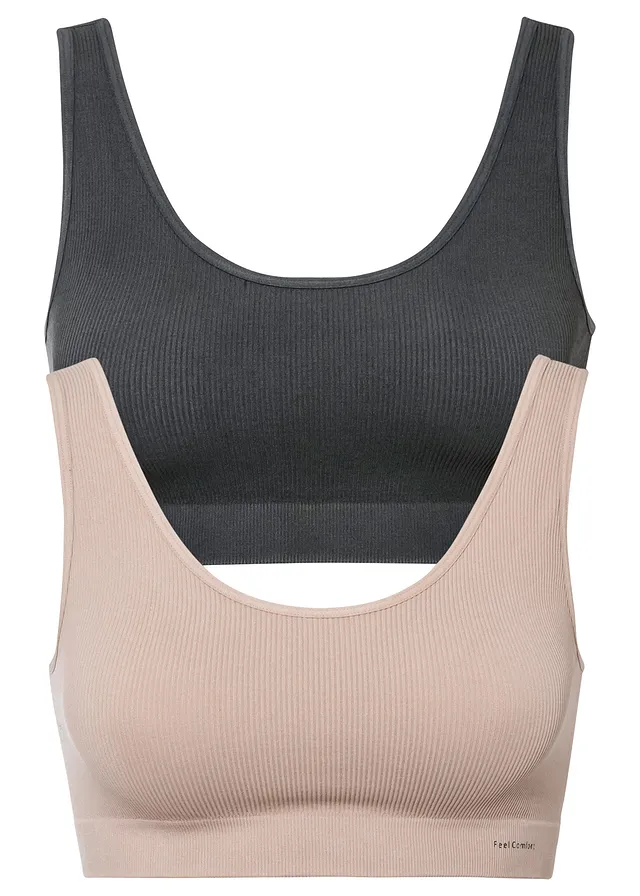 Geribde Feel Comfort naadloze bralette (set van 2)