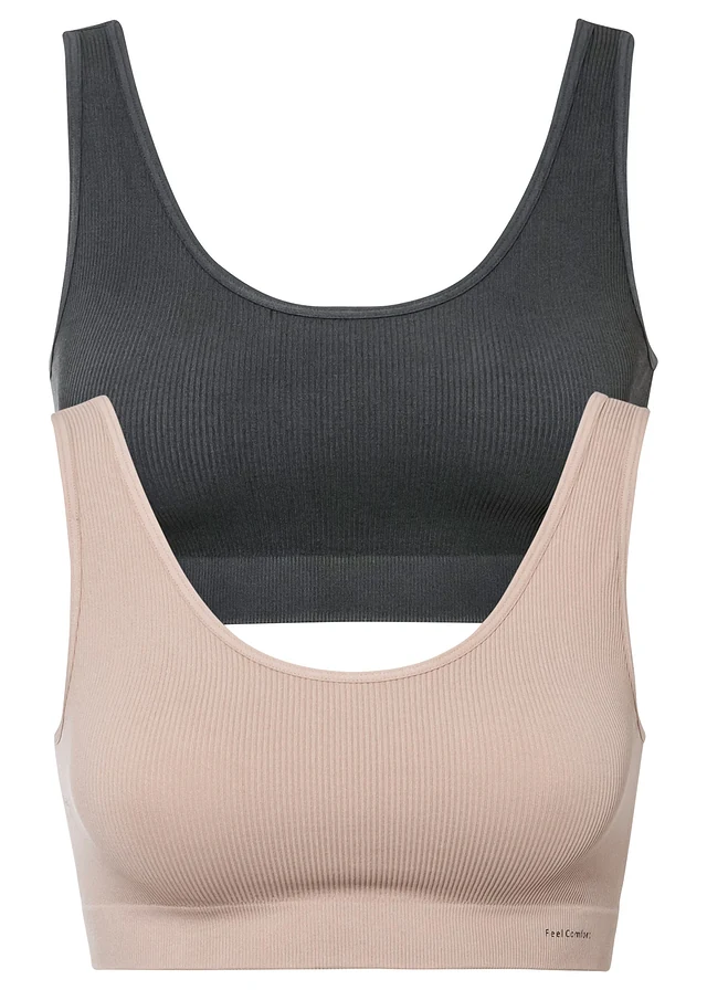 Lot de 2 brassières côtelées sans coutures Feel Comfort