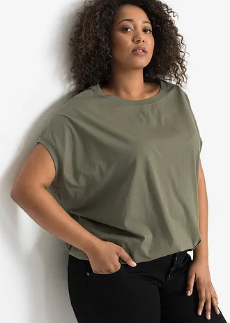 T-shirt long 100% coton, Couleur: olive