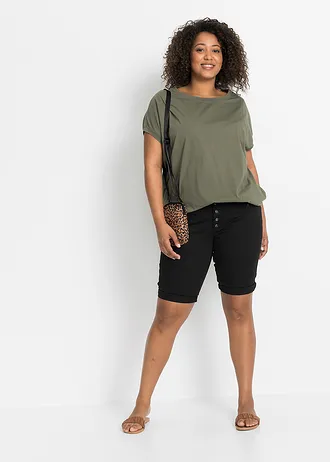 Longshirt van puur katoen, Kleur: olijfgroen