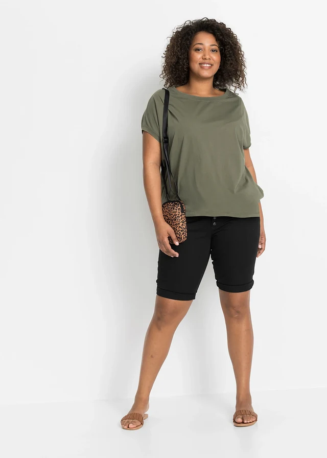 T-shirt long 100% coton, Couleur: olive