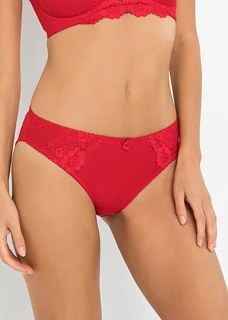 Slip met subtiel kant (set van 2), Kleur: aardbeirood+grijs gemêleerd