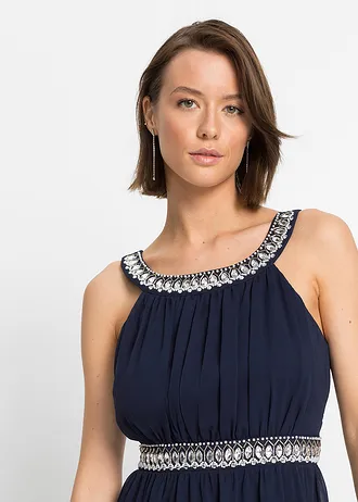 Maxi šaty se štrasovou aplikací • tmavě modrá • bonprix obchod