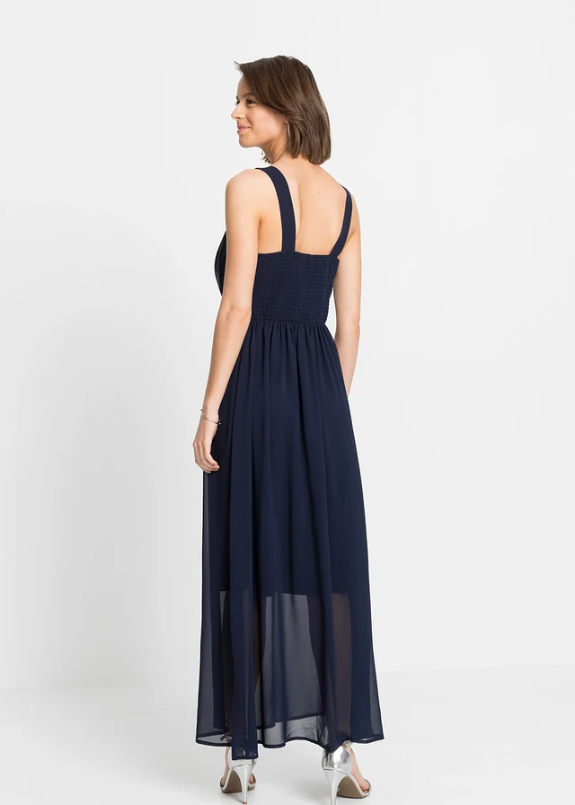 Robe longue avec strass, Couleur: bleu foncé