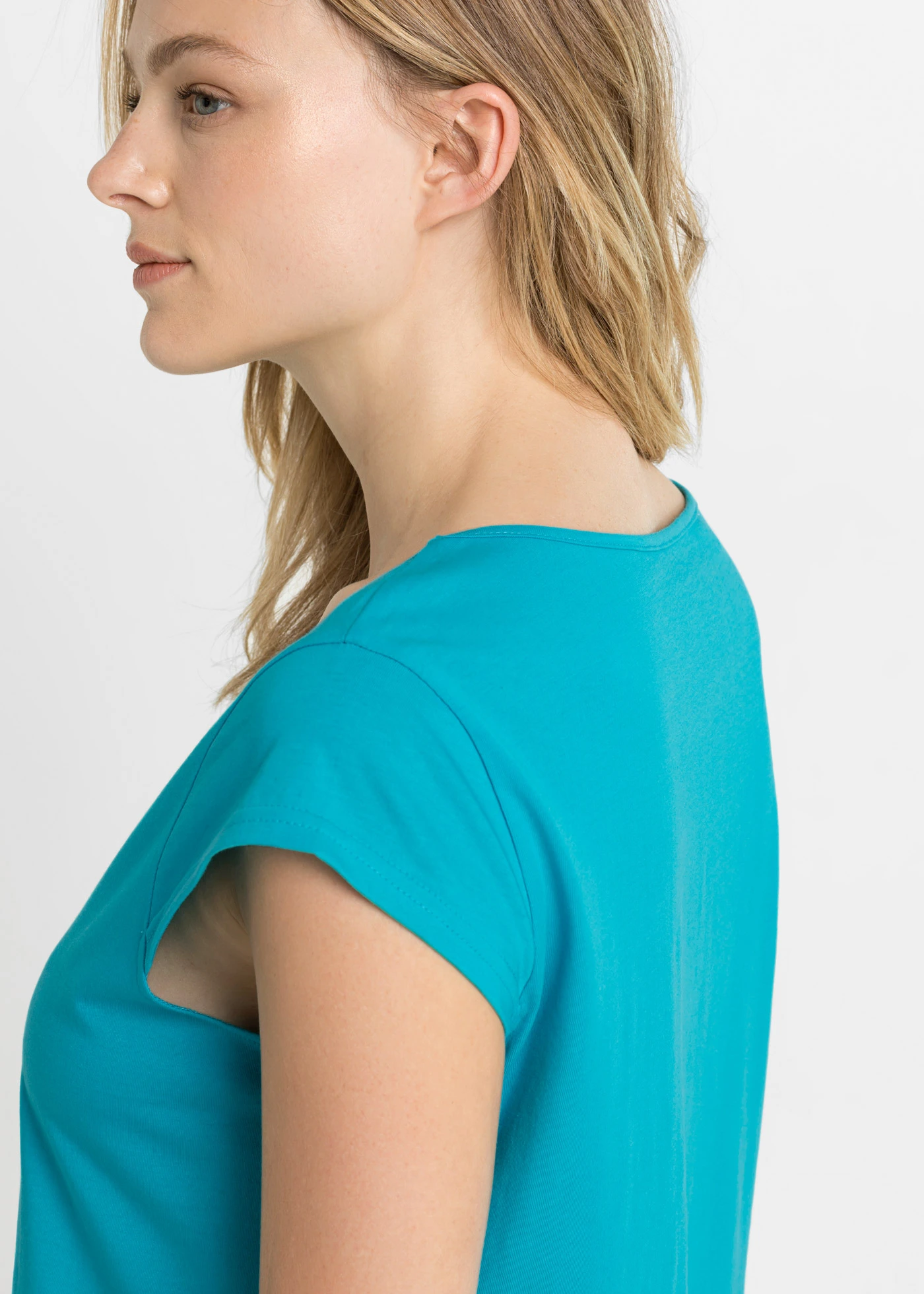 Krátká noční košile z čisté organické bavlny • sytě aqua s potiskem • bonprix obchod