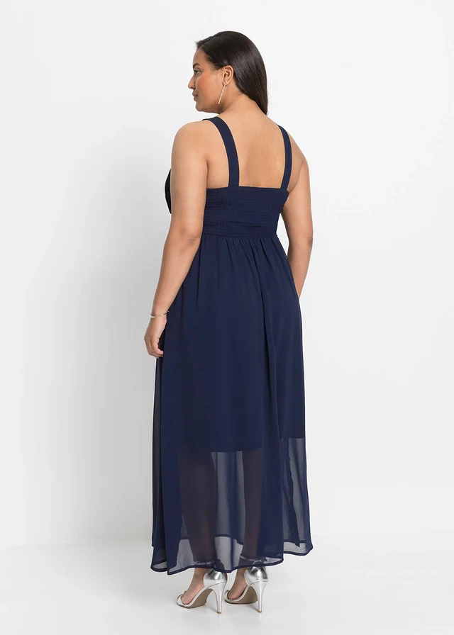 Robe longue avec strass, Couleur: bleu foncé
