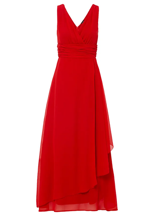 Maxi jurk van chiffon met plooitjes