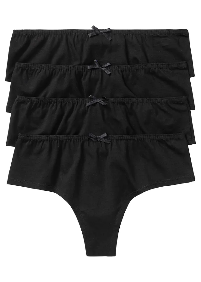 Nohavičky string s komfortnou bavlnou (4 ks) • čierna • obchod bonprix