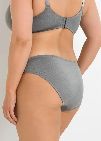 Lot de 2 slips avec dentelle, Couleur: fraise + gris chiné