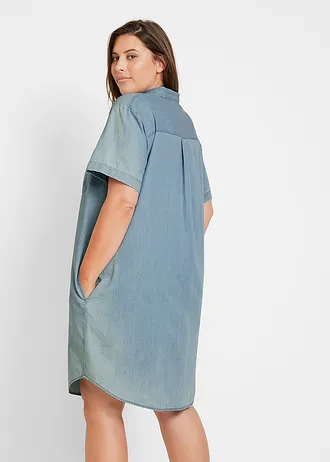 Sukienka jeansowa, krótki rękaw, kolor: jasnoniebieski denim "used"