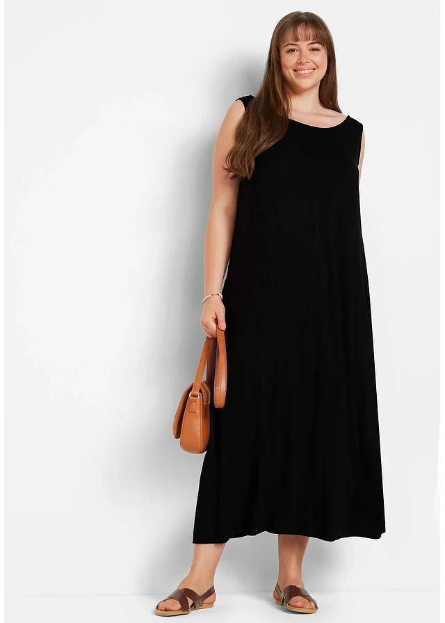 Robe douce en jersey viscose, Couleur: noir