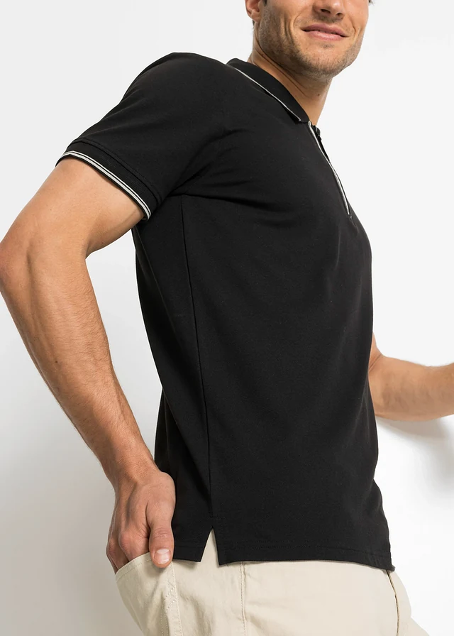 Polo zippé en maille piquée 100% coton • noir • product-page.page-title-suffix