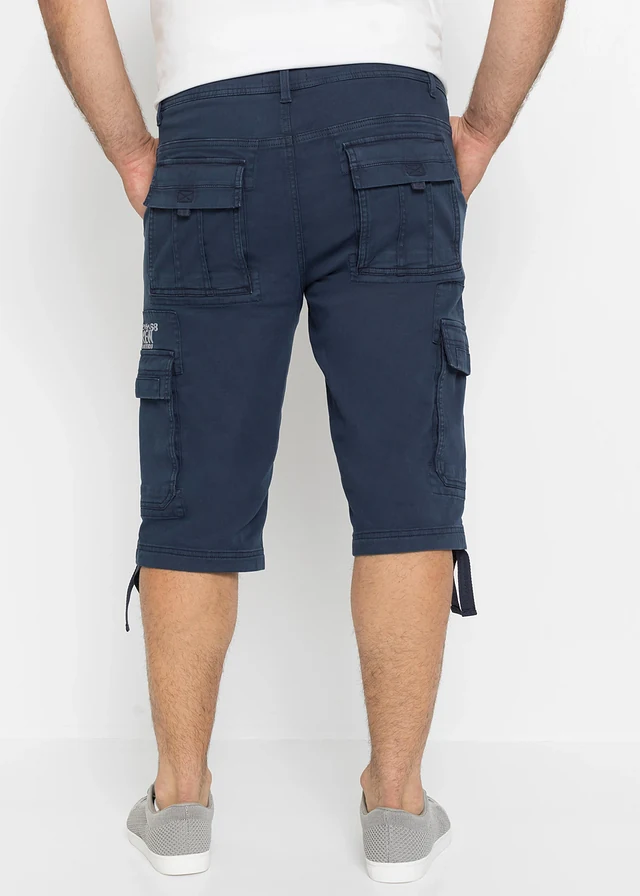 Dlouhé bermudy s cargo kapsami, Regular Fit, barva: tmavě modrá s potiskem