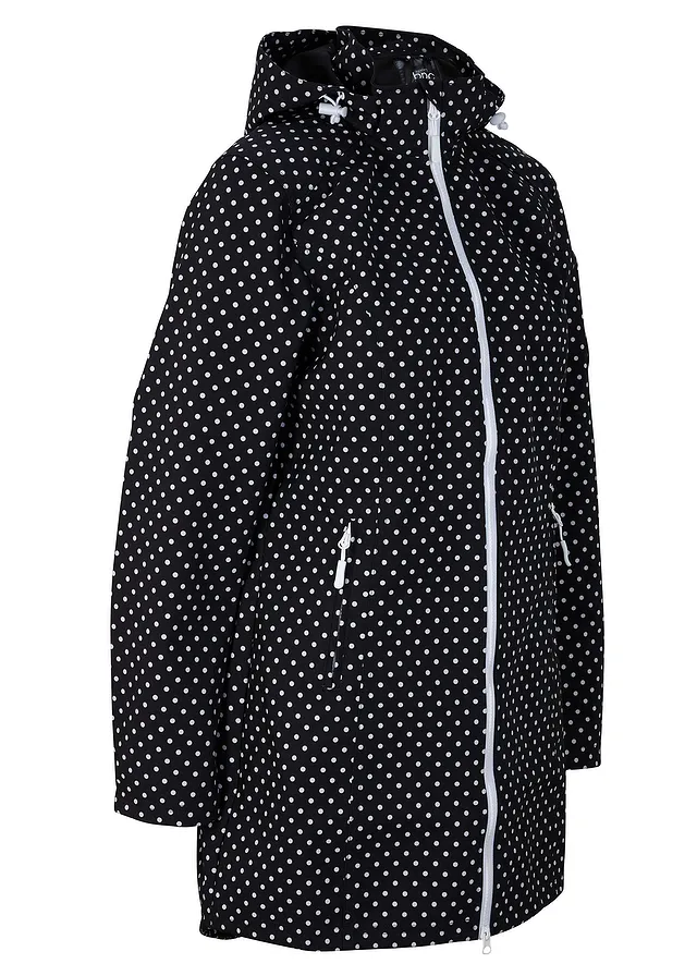 Lange softshell jas, Kleur: gestipt zwart