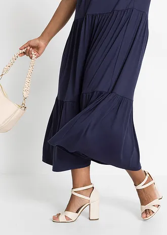 Midi jurk in een viscosemix • donkerblauw plus size • bonprix online shop