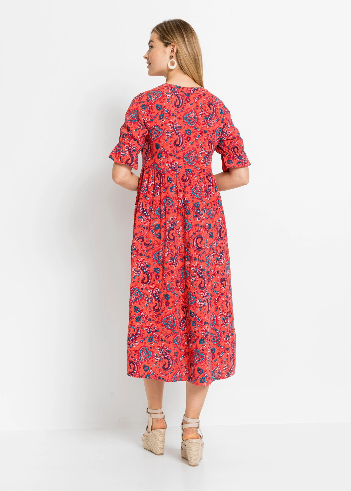 Midi jurk van pure viscose • rood • bonprix online shop