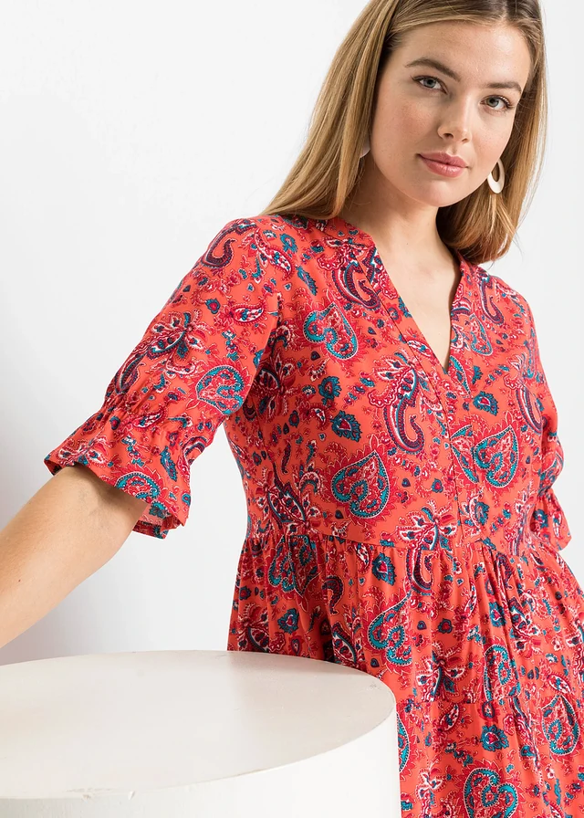 Robe midi 100% viscose • rouge • product-page.page-title-suffix
