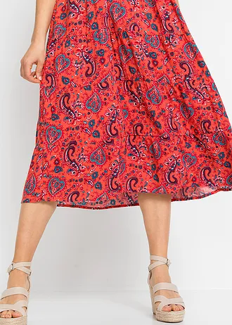 Midi ruha tiszta viszkózból • piros-Paisley • bonprix áruház