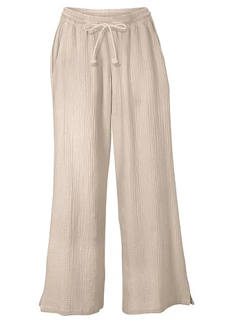 Pantalon palazzo léger en gaze de coton • gris pierre • Boutique bonprix