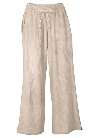 Pantaloni palazzo din muselină vaporoasă