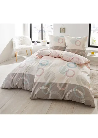 Povlečení s kruhy, barva: bílo-růžovo-šedá