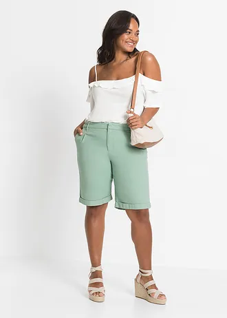 Strečové bermudy, barva: pastelově zelená