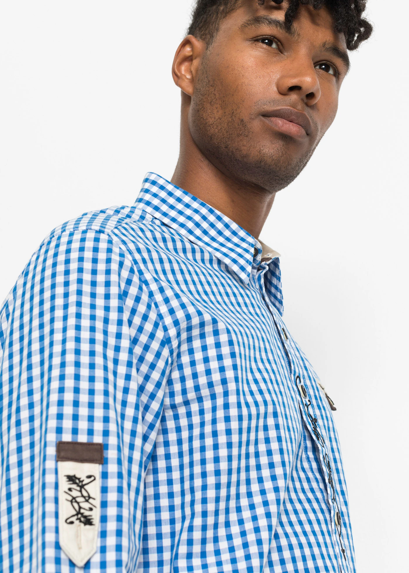 Tiroler overhemd met oprolbare mouwen • azuurblauw-wit geruit • bonprix online shop