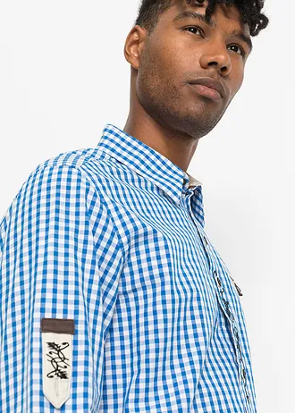 Tiroler overhemd met oprolbare mouwen • azuurblauw-wit geruit • bonprix online shop