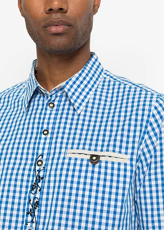 Tiroler overhemd met oprolbare mouwen • azuurblauw-wit geruit • bonprix online shop