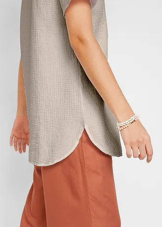 Tunică lungă din muselină din bumbac 100% • gri-piatră • magazin bonprix