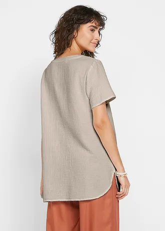 Lange tuniek van mousseline, korte mouw, Kleur: steengrijs