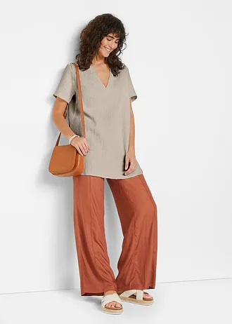 Dlouhá mušelínová tunika z čisté bavlny • kamenná šedá • bonprix obchod