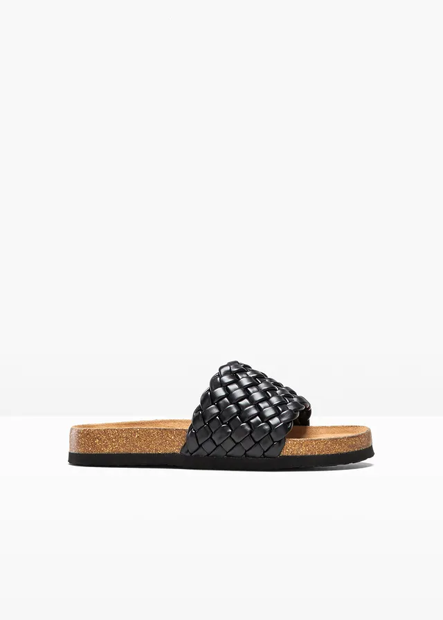 Slippers met vlechtwerk • zwart • bonprix online shop