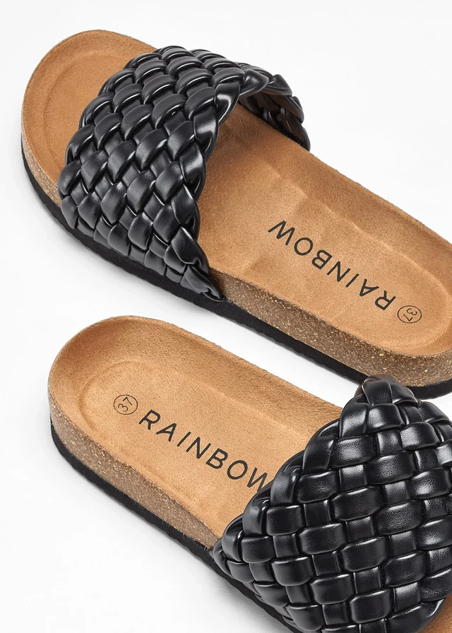 Slippers met vlechtwerk • zwart • product-page.page-title-suffix