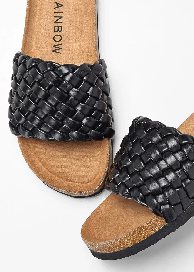 Slippers met vlechtwerk • zwart • product-page.page-title-suffix