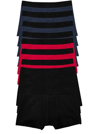 Bokszeralsó, szűk fazon, pamuttal (10 db-os csomag) • sötétkék+fekete+sötétpiros • bonprix áruház