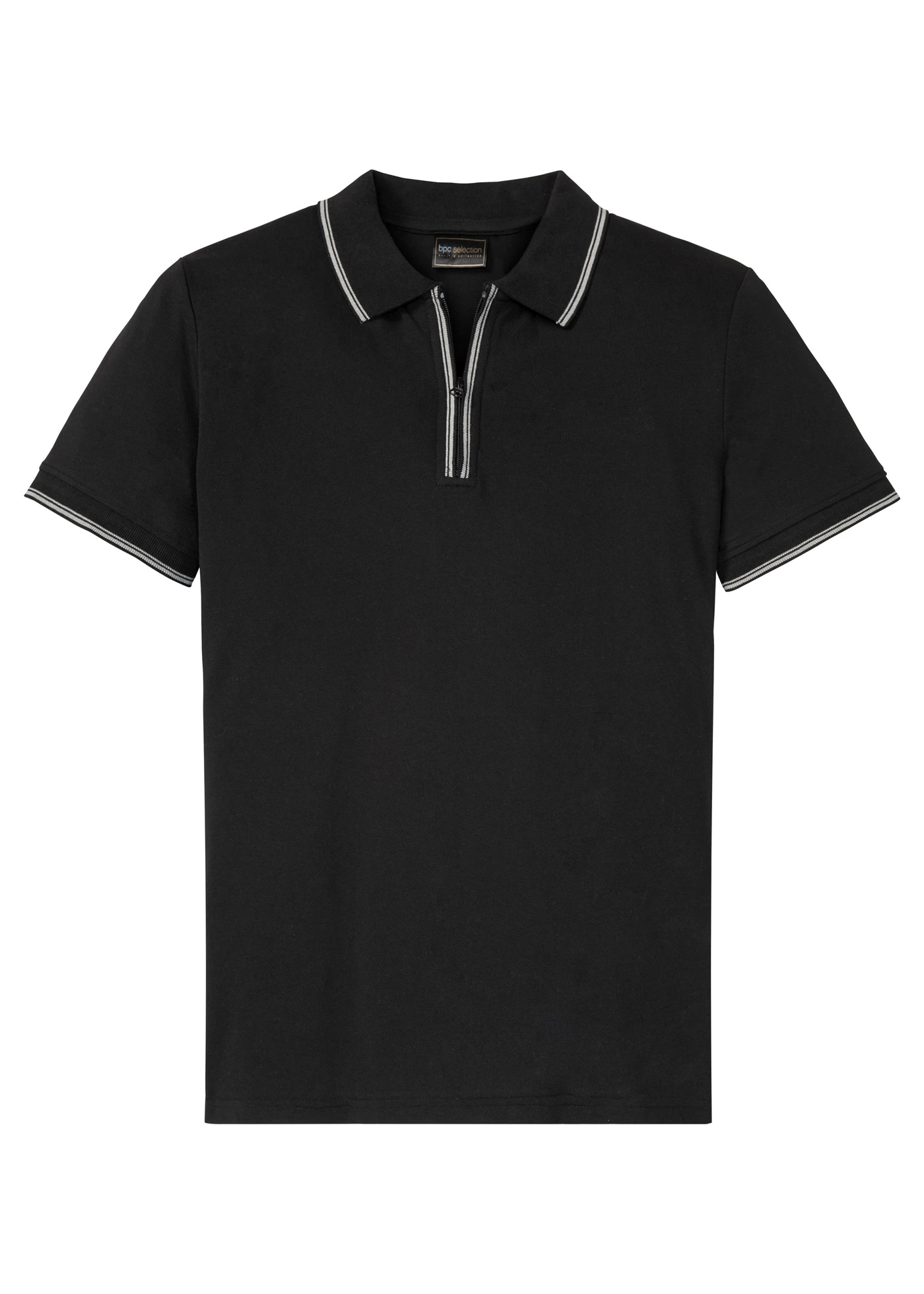 Piqué poloshirt van katoen met ritssluiting • zwart • bonprix online shop