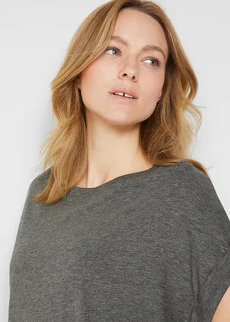 Dlouhé tričko z čisté organické bavlny (2 ks v balení) • šedý melír+černá • bonprix obchod